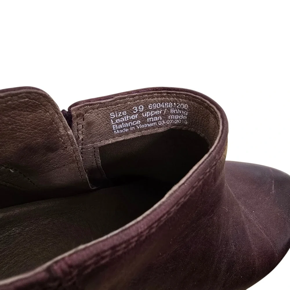 Dansko Plum Burgundy Leather Wedge Ankle Boots Side Zip EU 39 US‎ 8.5-9